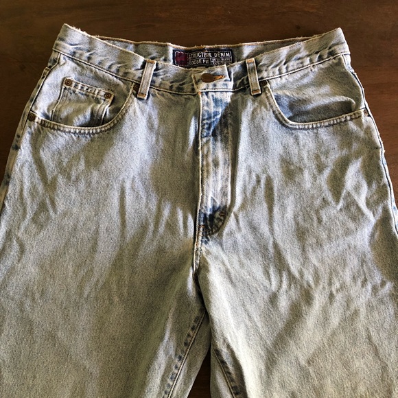 Vintage 1990s Structure Denim Baggy Jeans Size 34 - Picture 2 of 8